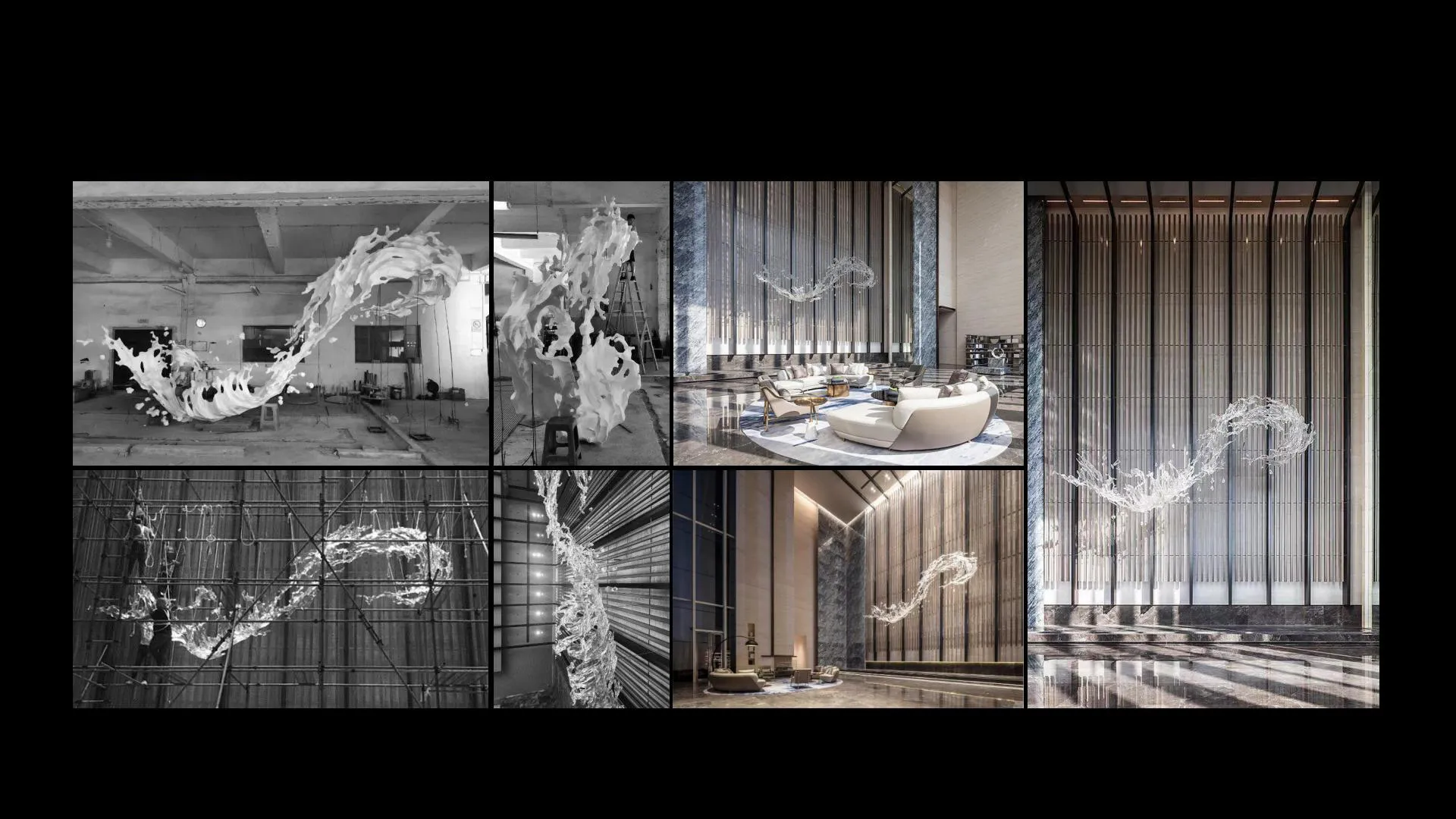Poly 335 Financial Center: Suspended Fluid Sculptures