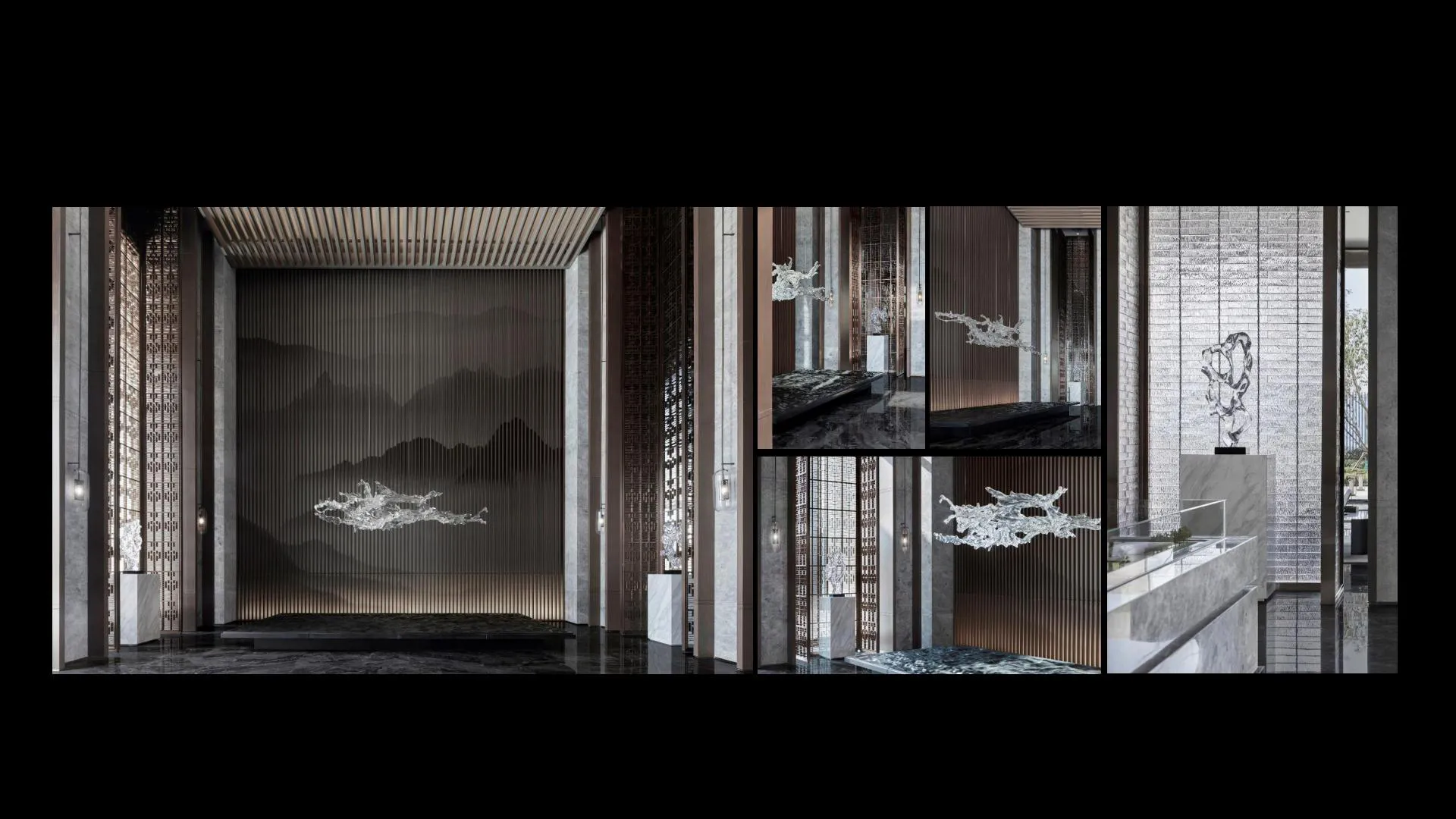 Art sculpture in the office hall of Wutong Lake